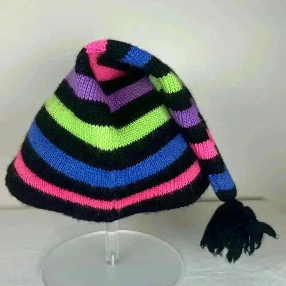 Vintage Meister Winter Hat Ski Hat Striped Stocking Hat 100% New Wool Unisex - Picture 5 of 9